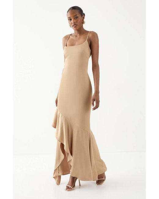 MissPap Women's Natural Square Neck Tie Back Bridesmaid Dress