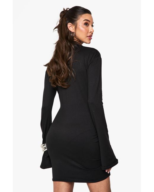 Boohoo Women's Black Button Down Drape Mini Dress - www.ice4pros.com.br