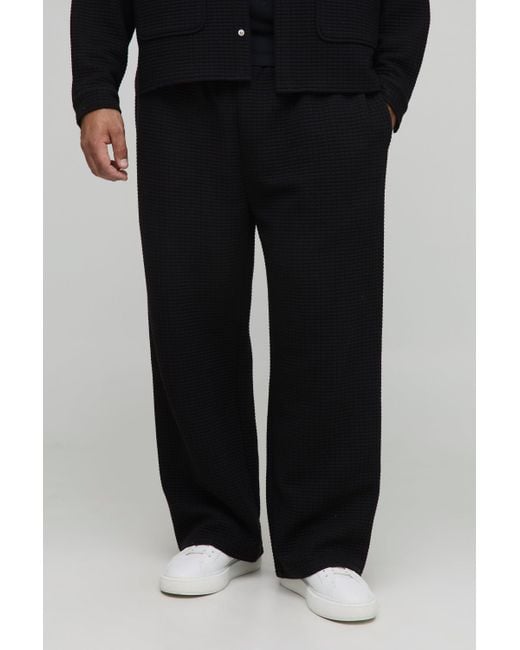 Pantalón Plus Acolchado Holgado Con Cintura Elástica Boohoo de color Black