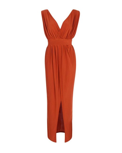 petite plunge drape maxi dress