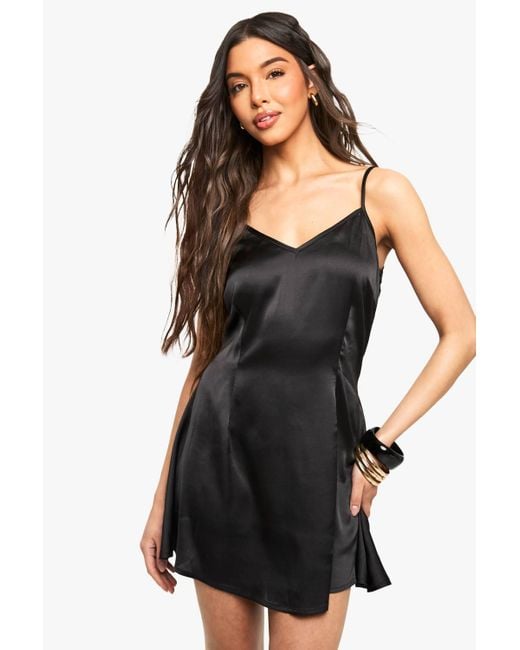 boohoo black mini dress Black boohoo Square Neck Full Skirt Mini Dress