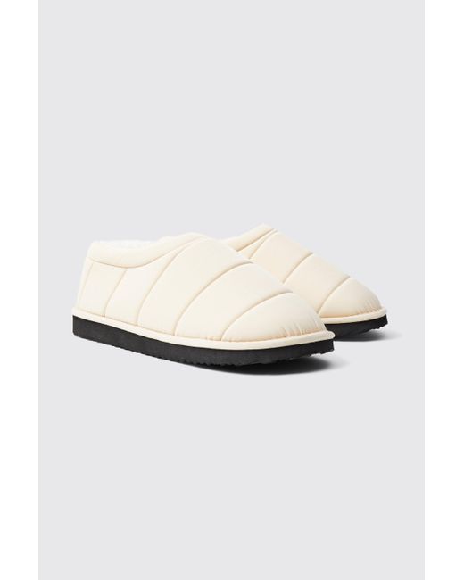 Boohoo Natural Nylon Quilted Padded Slipper