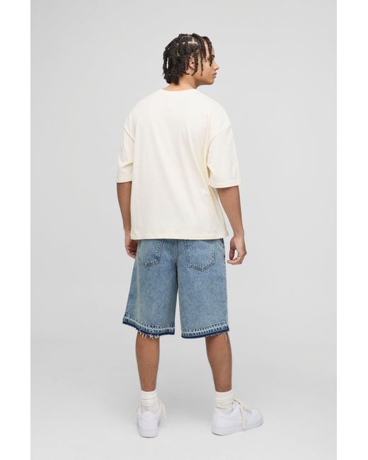 BoohooMAN White Oversized Boxy Fit B Applique T-shirt for men