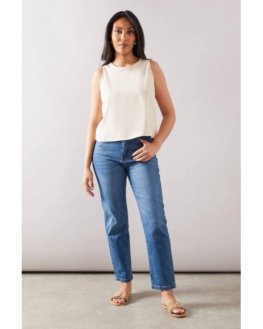 Wallis White Petite Button Back Linen Top