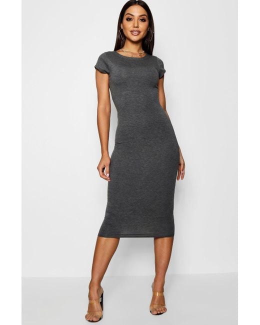 cap sleeve bodycon midi dress