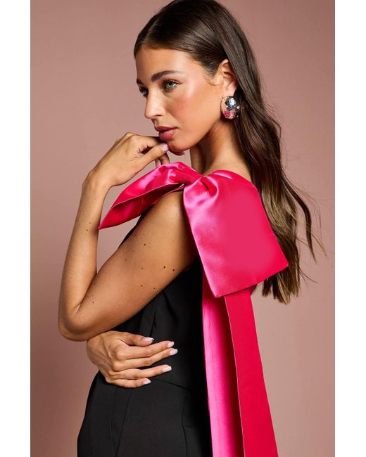 Coast Black Bow One Shoulder Jumpsuit