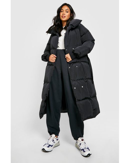 Boohoo Longline Duvet Belted Puffer 
