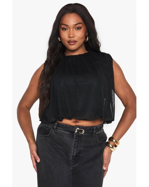 Top Plus Estilo Blusón De Malla Boohoo de color Black