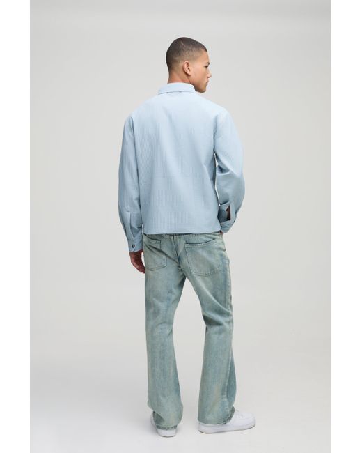Technic Blue Oversized Al Pleat Overshirt