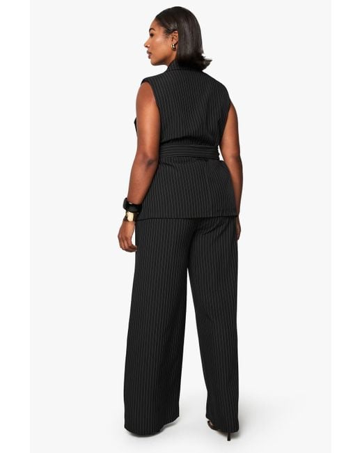 Boohoo Black Plus Wide Leg Pleat Front Trouser
