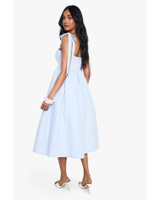 boohoo ruched midi dress White Lace Strappy Ruched Midi Dress