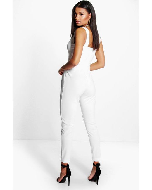 plunge skinny leg jumpsuit