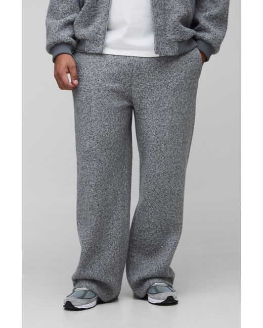 BoohooMAN Plus Wool Look Relaxed Fit Pintuck Trousers in Gray für Herren