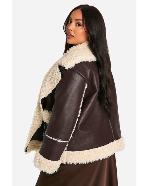 Boohoo Black Plus Borg Trim Jacket