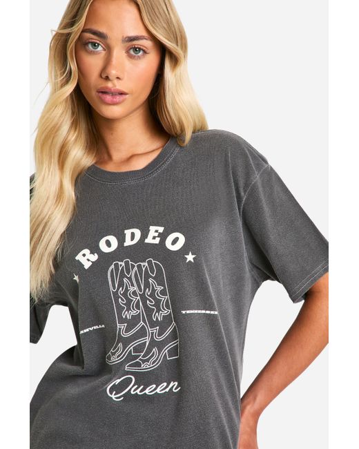 Rodeo Queen Slogan Oversized T -Shirt Boohoo de color Gray