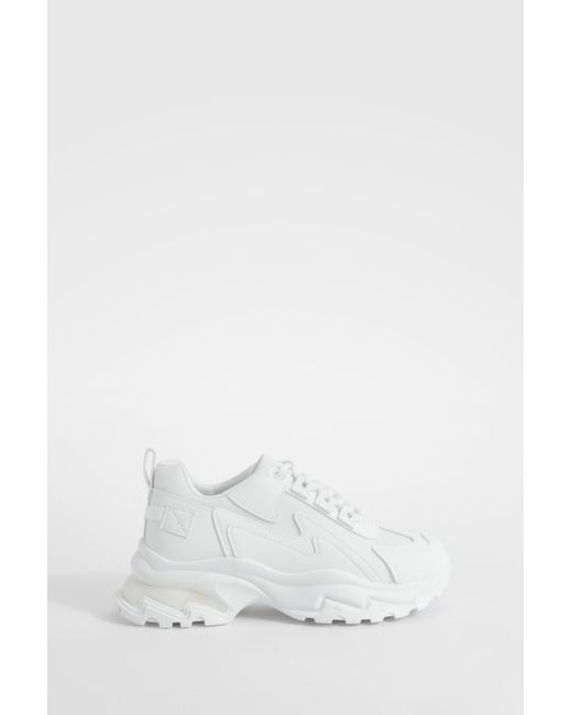 Boohoo White Chunky Panel Detail Lace Up Sneakers