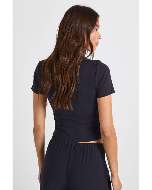 Boohoo Blue Ultra Soft Short Sleeve Fitted Top