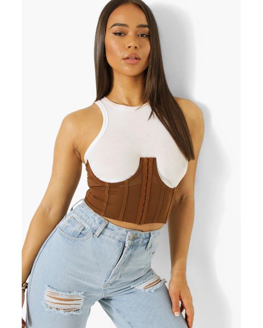 Brown mesh corset top Clearance