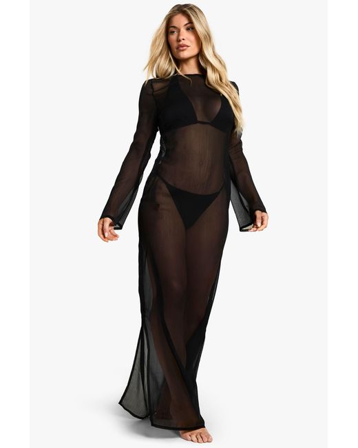 Vestido Maxi Para La Playa Essentials Boohoo de color Black
