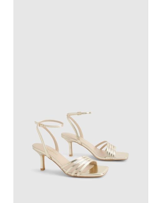 Boohoo Black Strappy Mid Height Stiletto Heels