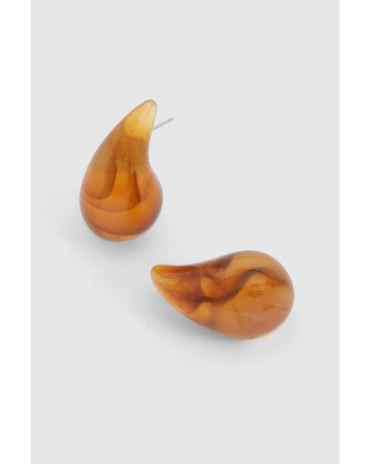 Boohoo Orange Amber Marble Effect Tear Drop Earrings