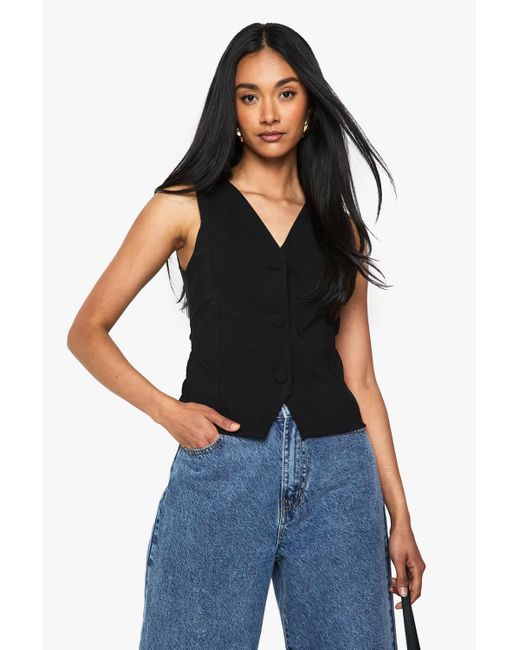 Boohoo Blue Super Stretch Button Waistcoat