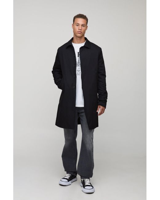Tall Regular Fit Quilted Padded Longline Mac Jacket In Black BoohooMAN de hombre de color Blue