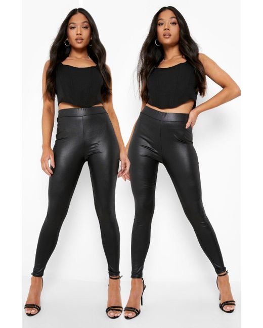 Boohoo Petite High Waist Wet Look 
