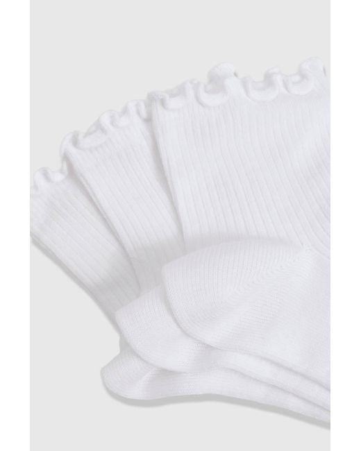 Boohoo White 3 Pack Frill Socks