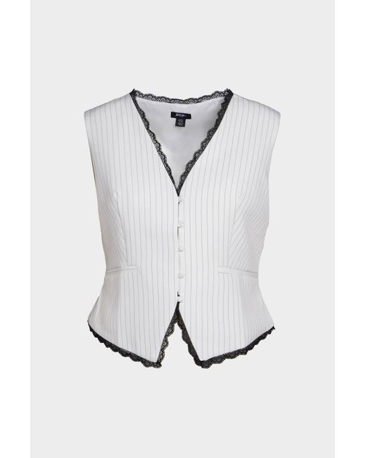 Nasty Gal White Plus Tailored Lace Hem Waistcoat