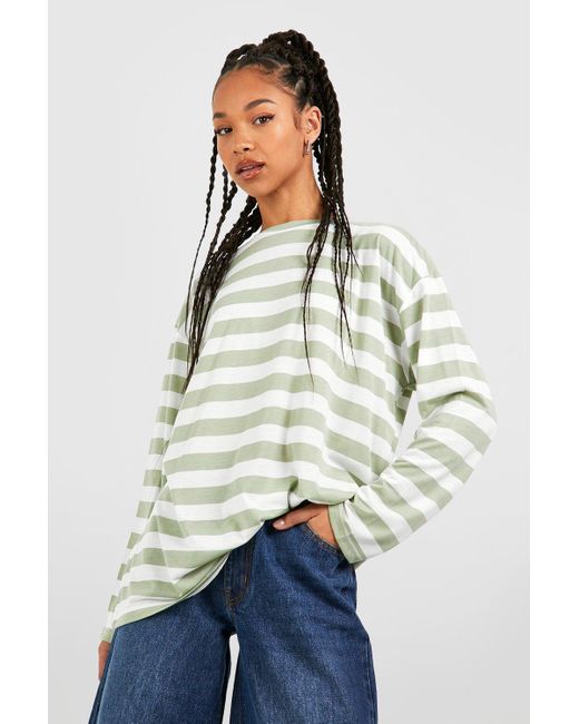 Boohoo Multicolor Tall Wide Stripe Oversized Long Sleeve T-shirt