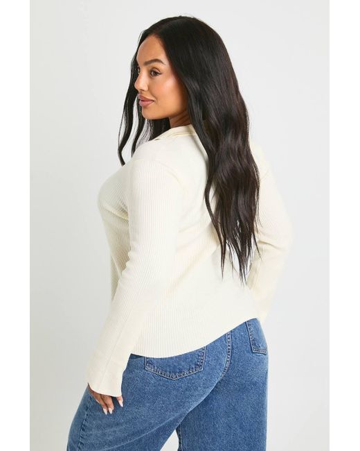 Boohoo White Plus Button Down Cardigan