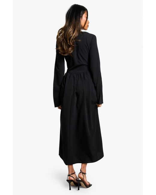 black square neck long sleeve midaxi dress Rihoas Square Neck Knitted Long Sleeve Mini Dress for Women, Black / XL