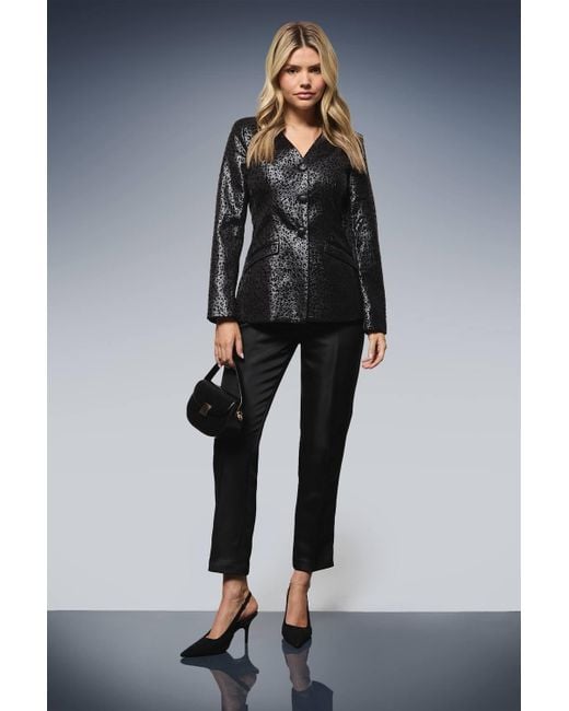 Dorothy Perkins Blue Leopard Print V Neck Blazer