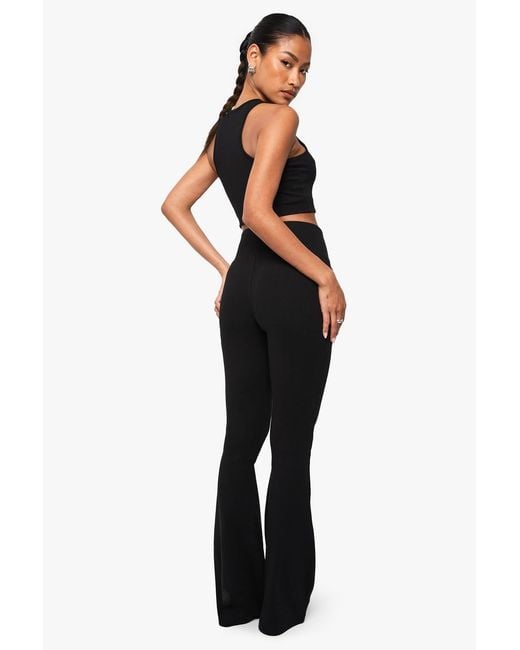 Boohoo Black Basics Rib Flared Legging