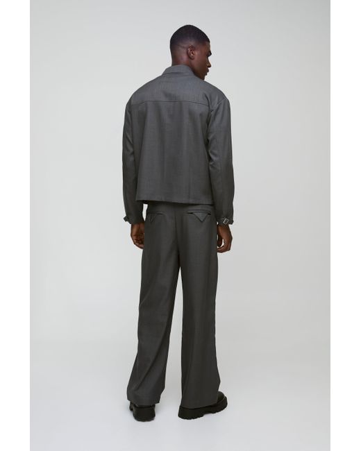 BoohooMAN Strukturiertes Oversize Overshirt in Gray für Herren