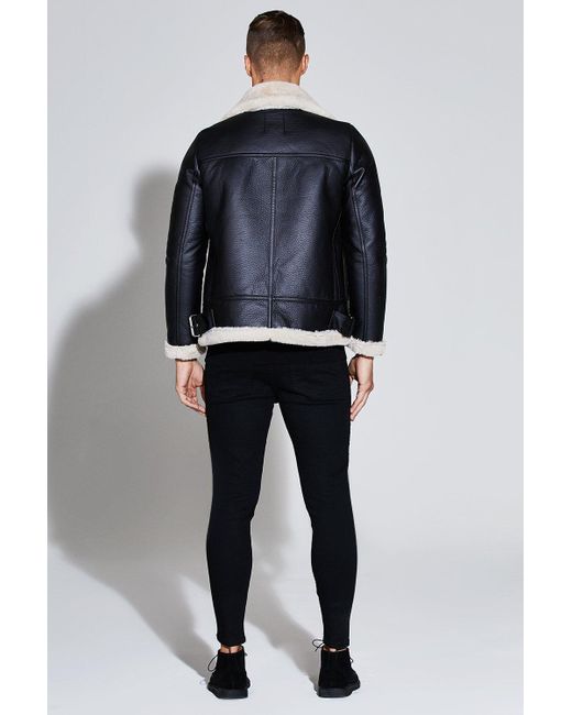 Boohooman Premium Oversized Faux Leather Flight Jacket In Black For Boohooman Black Premium Oversized Faux Leather Flight Jacket For Men Lyst