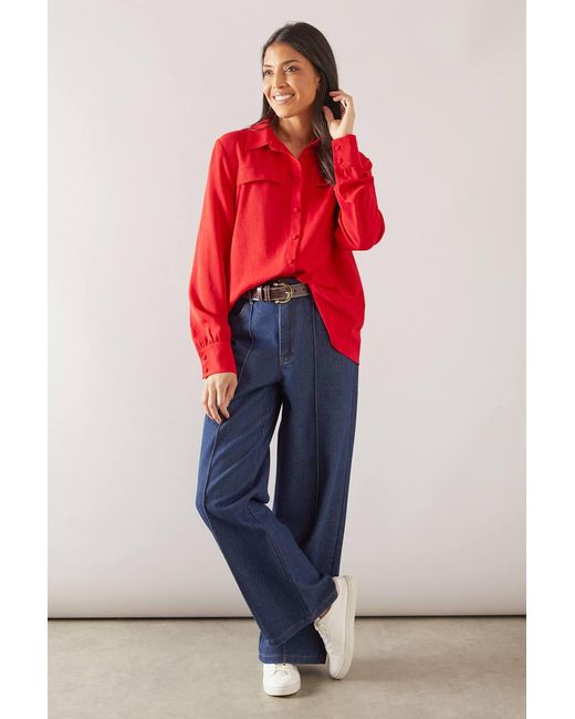 Wallis Red Pocket Button Through Shirt