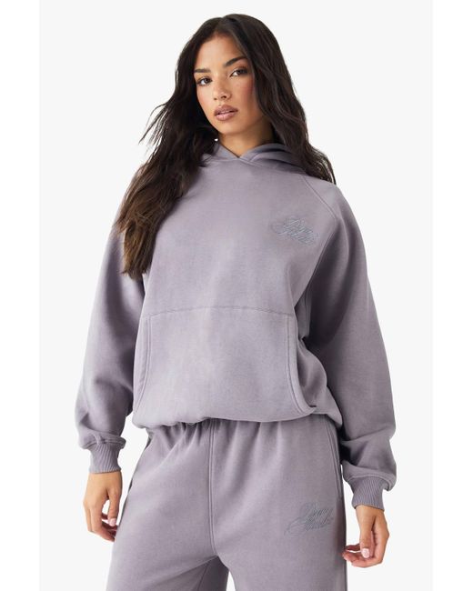 DSGN Studio Purple Script Raglan Sleeve Oversized Hoodie