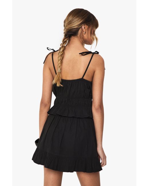 Boohoo Black Ruched Poplin Tie Strap Cami Top