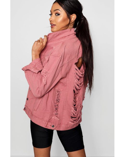 oversized pink jean jacket