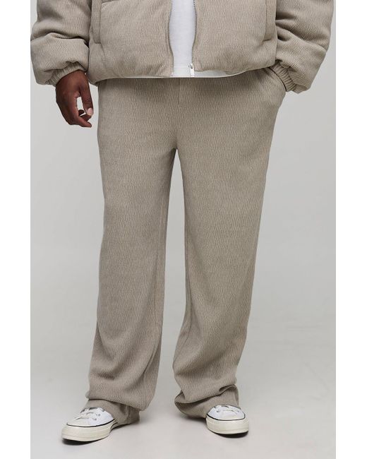 Boohoo Gray Plus Relaxed Fit Textured Faux Suede Stacked Pants