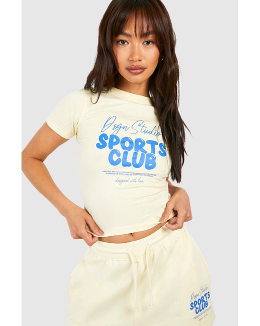 Boohoo Blue Dsgn Studio Sports Club Bubble Slogan Baby T-shirt