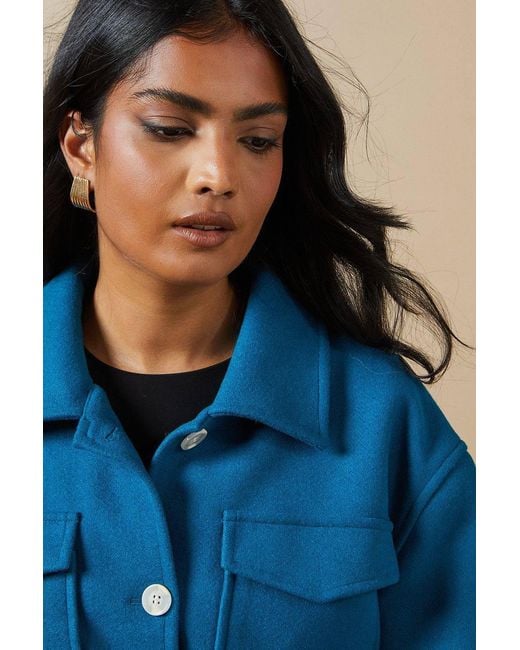 Oasis Blue Belted Button Through Jacket