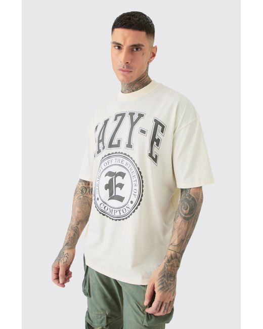 BoohooMAN Tall Oversized Eazy-e License T-shirt Ecru in White für Herren