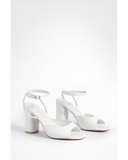 Boohoo White Wide Fit Croc Rounded Heel Strappy Barely There Heels