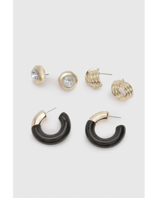 Boohoo White Statement Stud Earrings 3 Pack