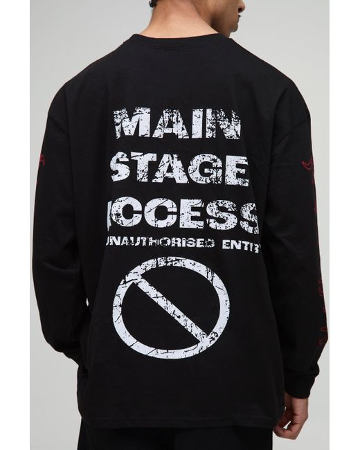 Camiseta Oversize De Manga Larga Con Botamanga Y Estampado Gráfico Boohoo de color Black