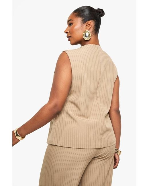 Boohoo Natural Plus Tailored Button Down Waistcoat