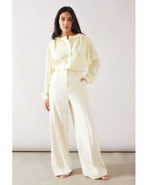 Wallis Natural Petite Jacquard Button Through Blouse